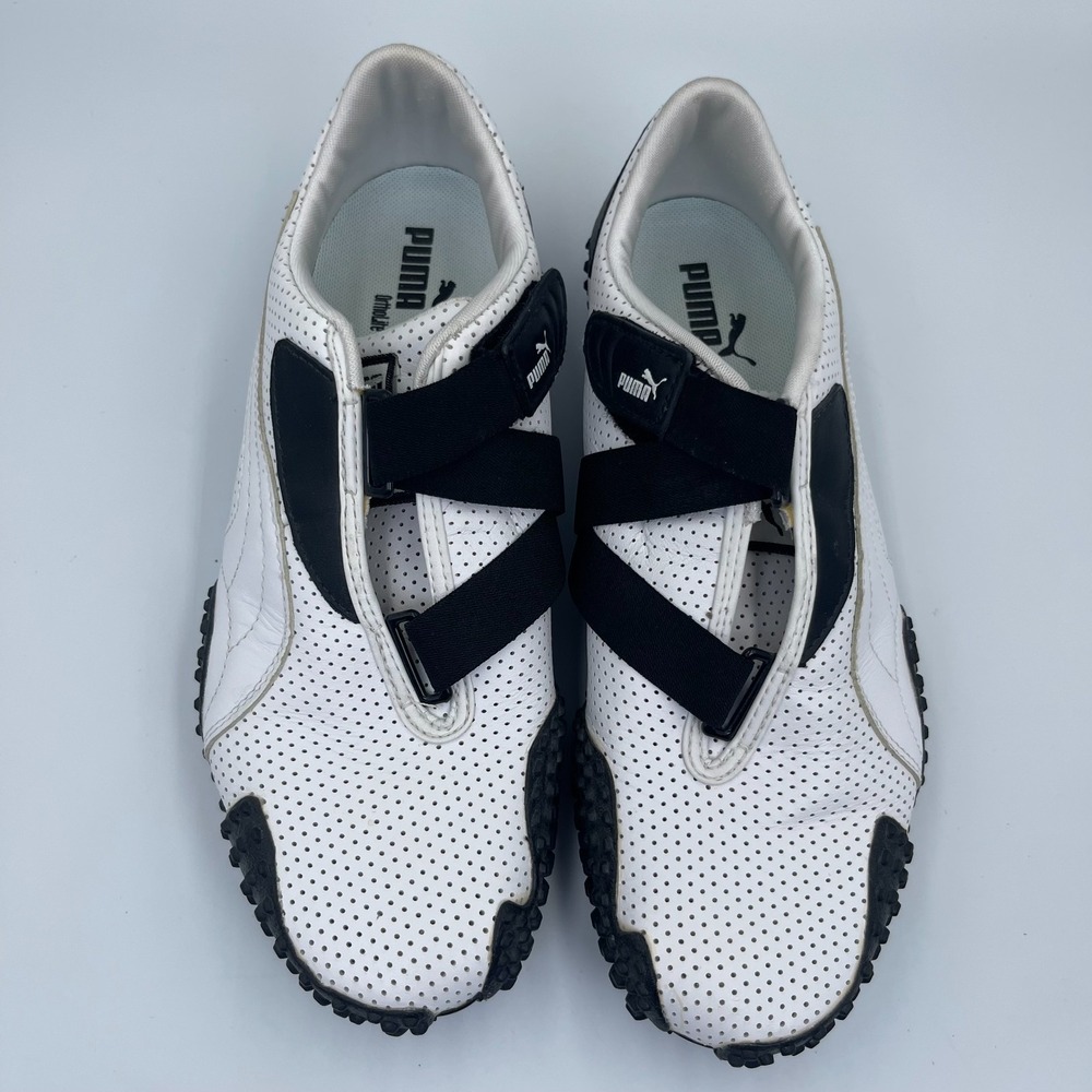 Puma Mostro Perforated Sneakers Unisex Size 9 White Black Leather Casual Shoes